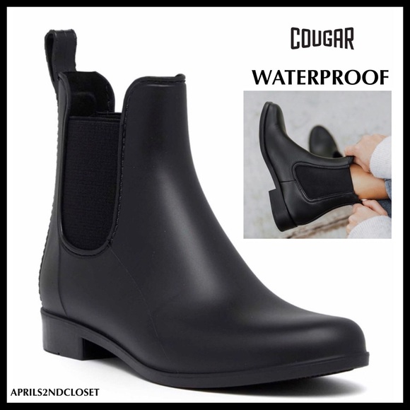 BLACK WATERPROOF ANKLE BOOTIES SHORT RAIN BOOTS - Picture 3 of 16